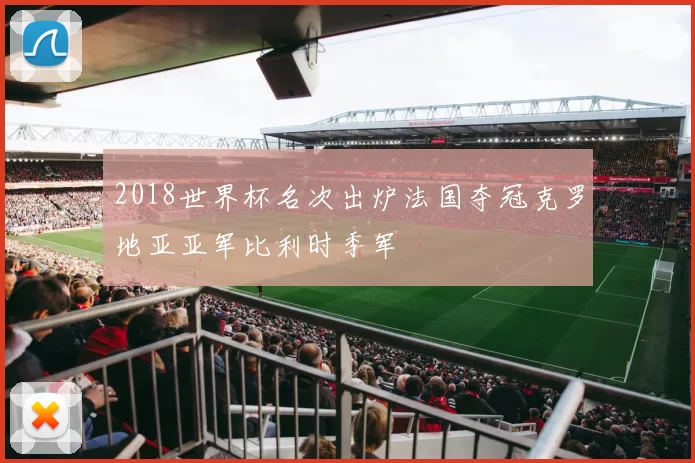 2018世界杯名次出炉法国夺冠克罗地亚亚军比利时季军